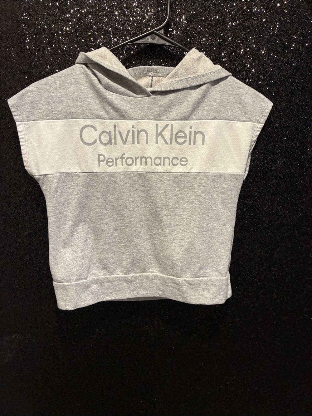 Calvin Klein Gray Hooded Sleeveless Performance Top Girls